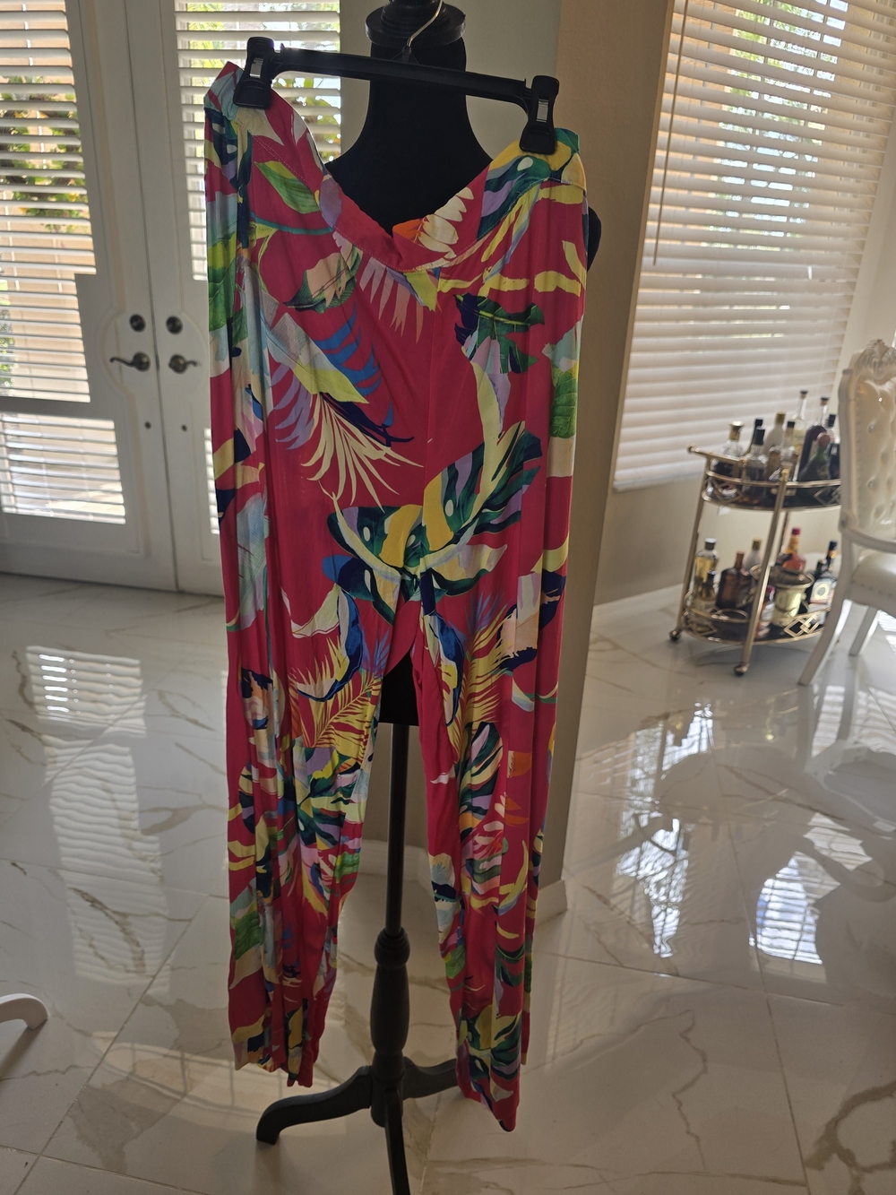 Boston Proper Pink Tropical-Print Pants